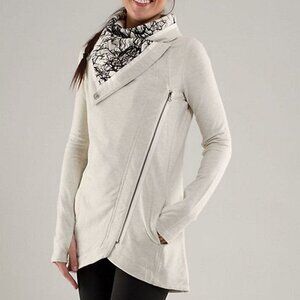 Lululemon Method Wrap Asymmetrical Jacket - Heather Ghost Off White- Sz 4 - EUC